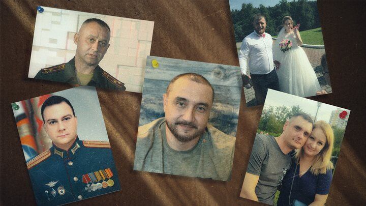 У липні 2023 року в окупованому Бахмутському Донецької області російські військові вбили сімох своїх, які відмовлялися виконувати накази. Чоловіків спершу підірвали гранатами, потім дострелили, а згодом спалили. Колаж — із фотографій російських військових, яких підозрюють у вбивстві своїх колег. Фото взяті з їхніх сторінок у соцмережах чи сторінок їхніх родичів
