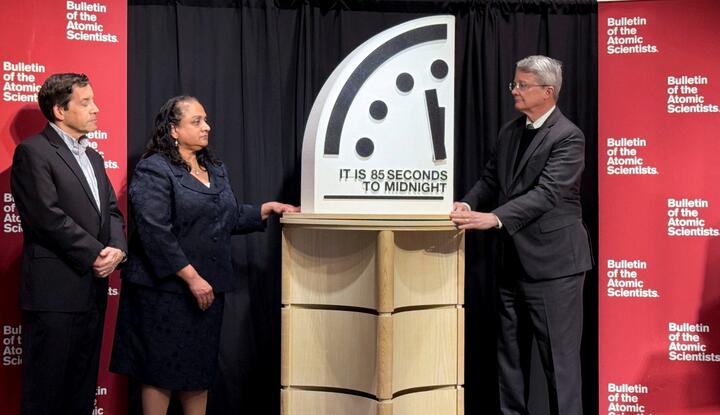 At the time of Doomsday, it is 85 seconds to midnight. 23 January 2026. Photo: Reuters