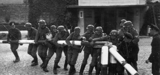 Немецкие солдаты у пограничного пункта. Сопот, 1 сентября 1939 г.