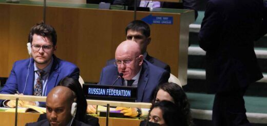Виступ постійного представника Росії при Організації Об'єднаних Націй Василя Небензі на спеціальній сесії Генеральної Асамблеї Організації Об'єднаних Націй у центральних установах Організації Об'єднаних Націй 10 жовтня 2022 року в Нью-Йорку. © Майкл М. Сантьяго/Getty Images