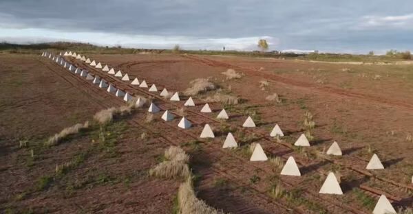 Протитанкові «зуби дракона» так званої оборонної «лінії Вагнера» неподалік міста Гірське на окупованій Луганщині Фото: РИА ФАН