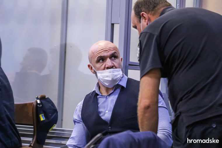 Обвиняемый в заказе нападения на Екатерину Гандзюк, глава Херсонского областного совета Владислав Мангер в Днепровском суде Киева, 8 октября 2020 года Фото: Виктория Рощина/hromadske