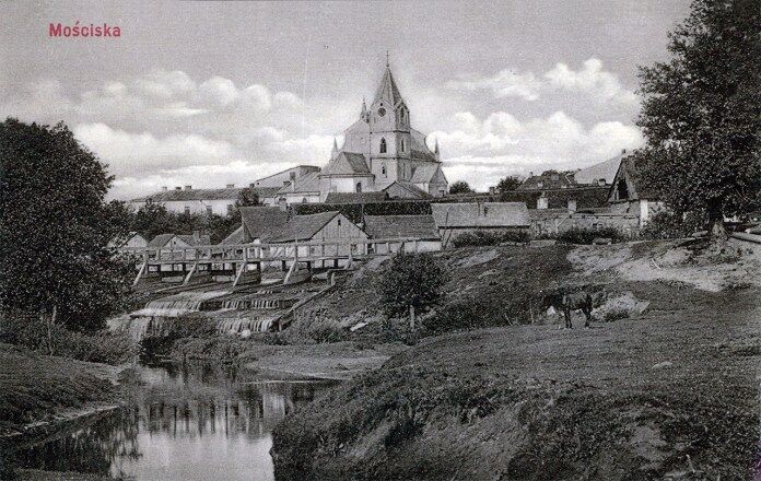 Мостиська, поштівка 1909 року